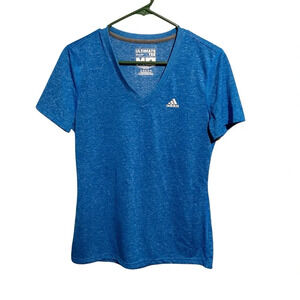 Adidas Ultimate Tee Womens M Blue Training Activewear Athleasure V-neck